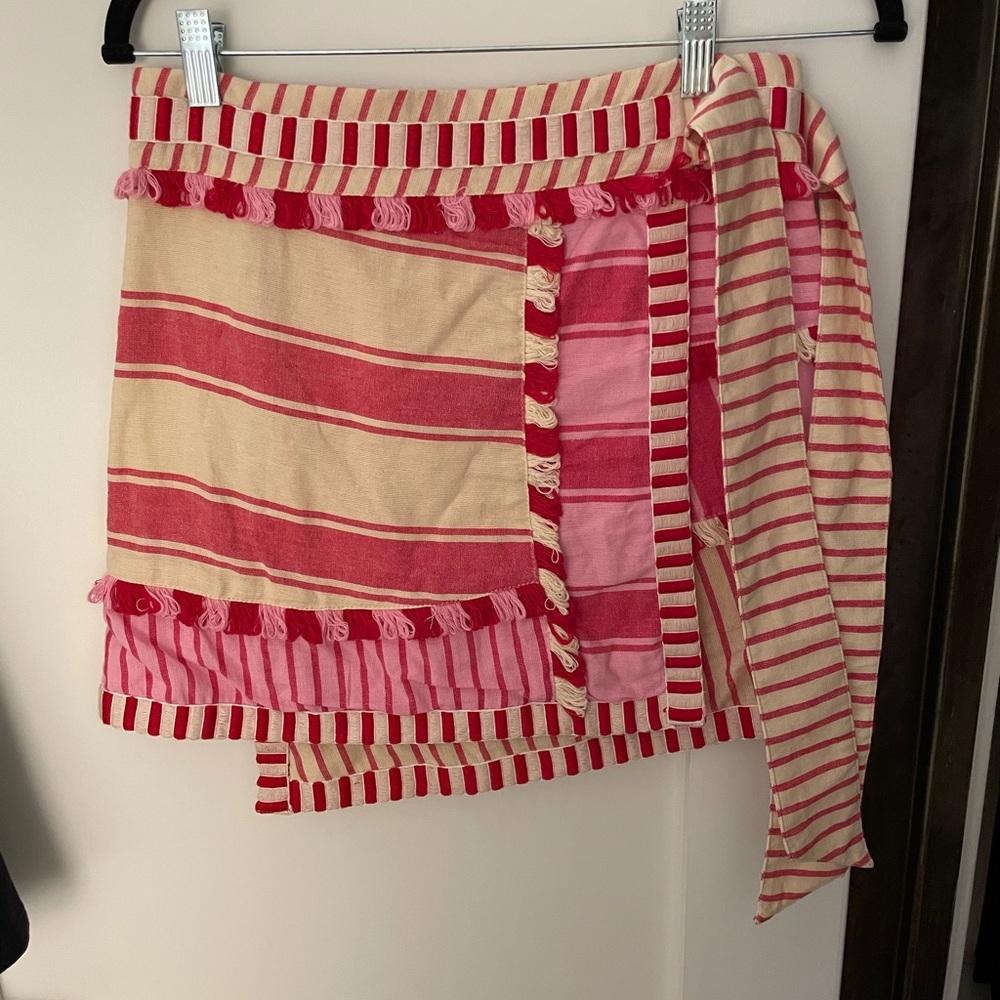 Pink and white striped wrap skirt